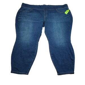 Logo By Lori Goldstein Pull On Legging Jeans Size 32WP Petite Dark Wash Blue